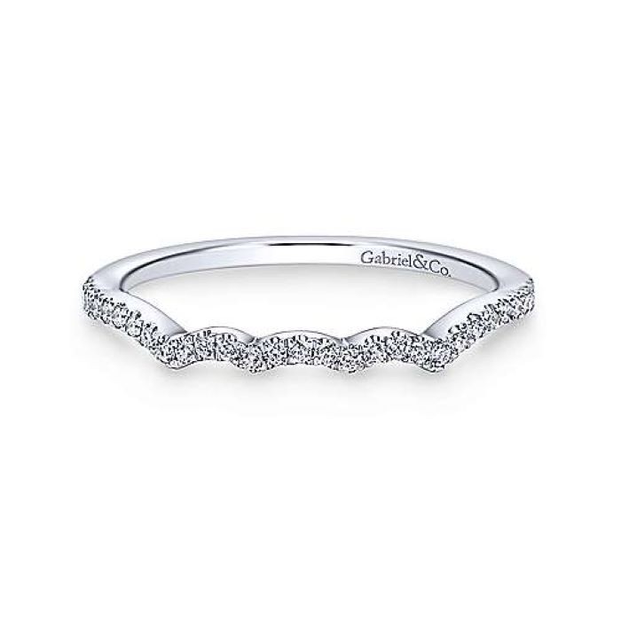 14k White Gold Diamond Squiggly Band