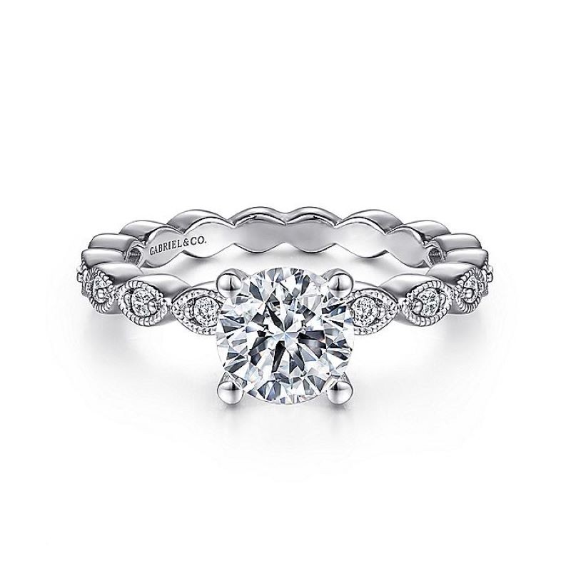 14k White Gold Lula Engagement Ring Mounting