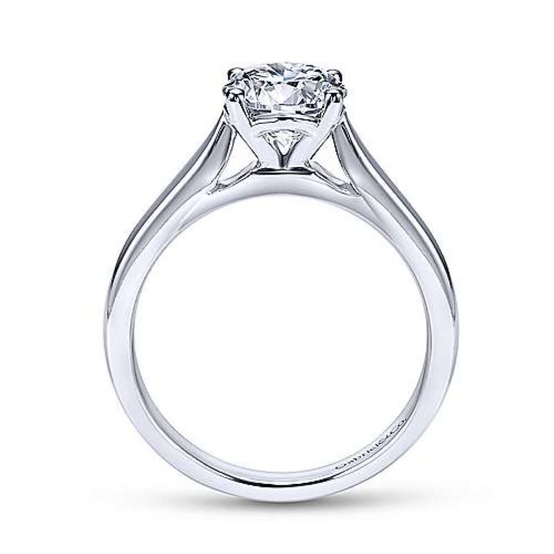 14k White Gold Diamond Tapered Engagement Ring Mounting