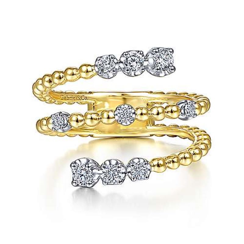 14k Two Tone Bujukan 3 Row Wrap Ring