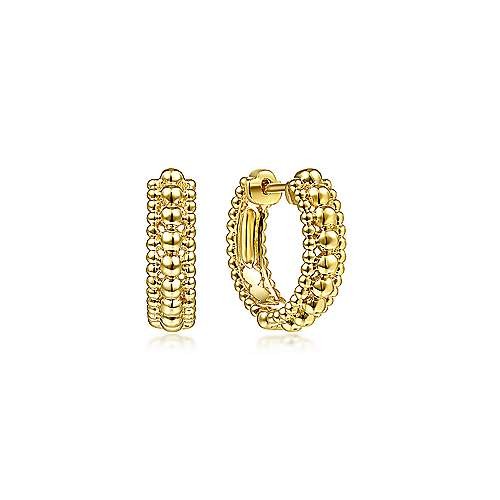 14k Yellow Gold Bujukan Huggie Earrings