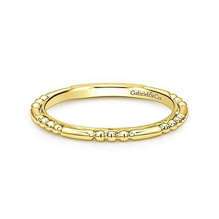 14k Yellow Gold Thin Alternating Bead Stack Ring