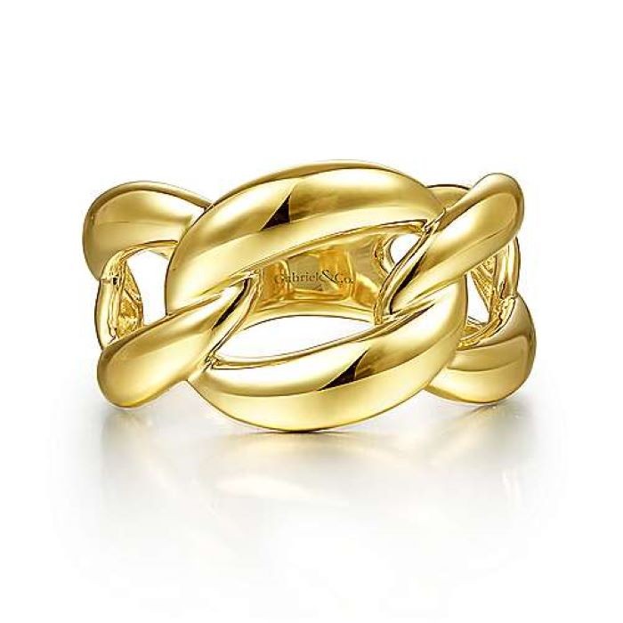 14k Yellow Gold Contemporary Chain Link Ring