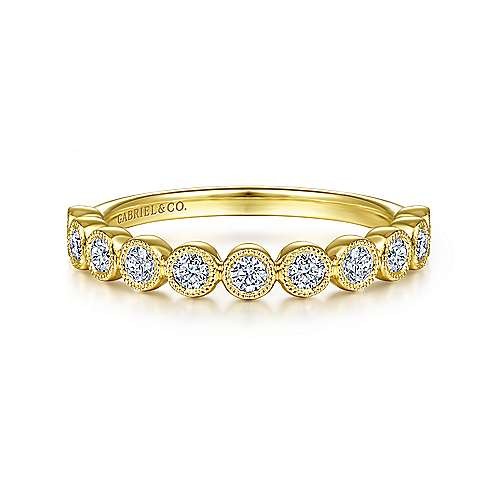 14k Yellow Gold Miligrain Bezel Diamond Ring