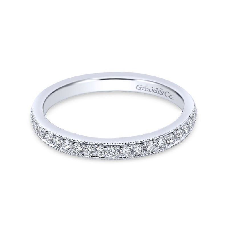 14k White Gold Diamond Edge Ring