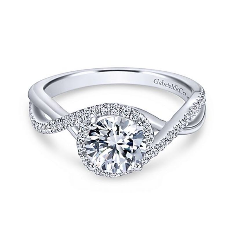 14k White Gold Open Twist Engagement Ring Mounting