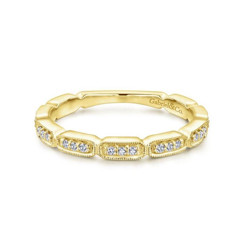 14k Yellow Gold Diamond Stack Ring