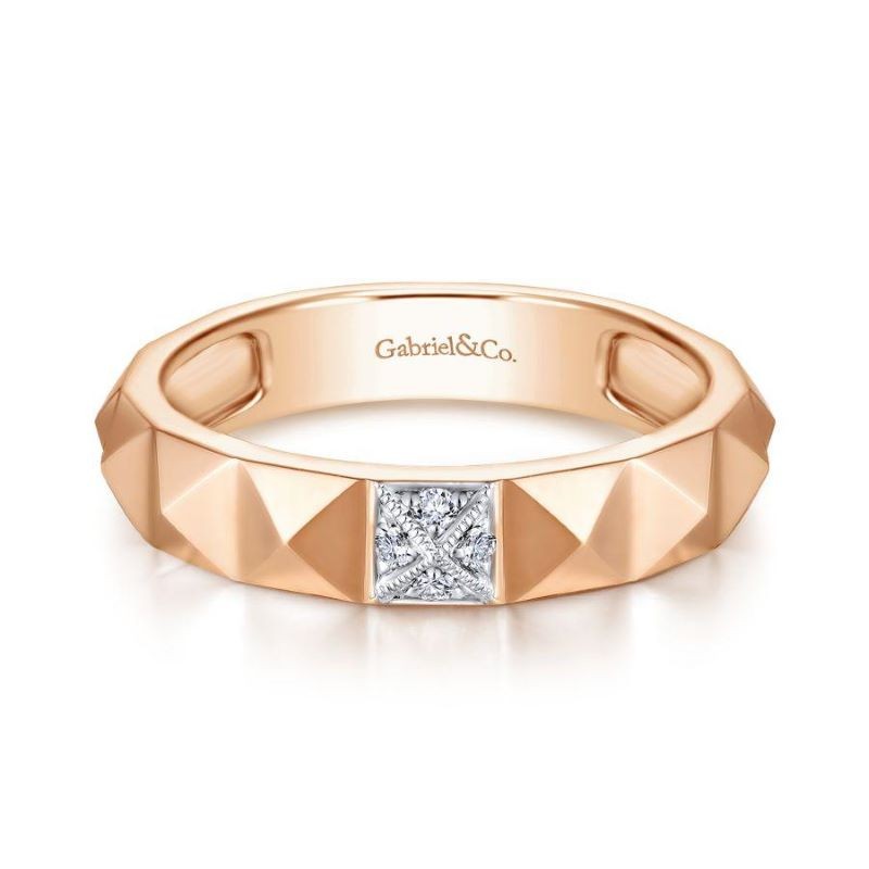 Rose Gold Stacking Ring with Pyramid Studs 