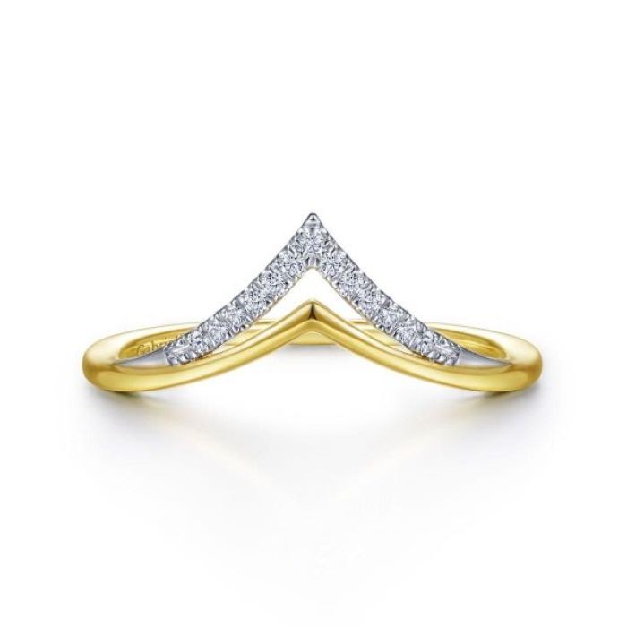 14k Two Tone Contemporary Curved Ring