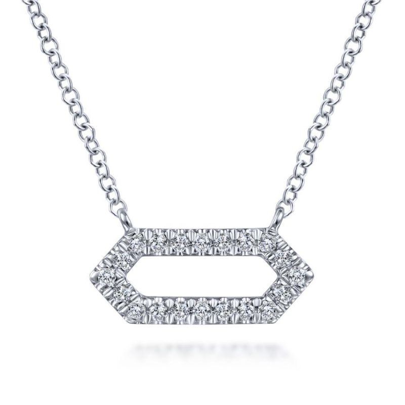 14k White Gold Small Pave Necklace