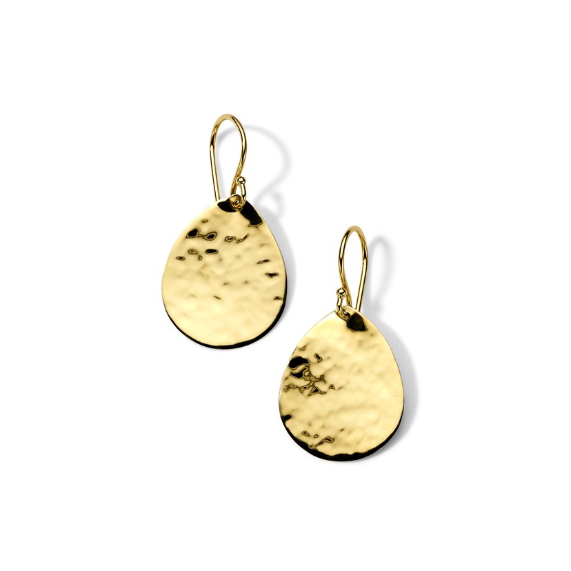 Large Crinkle Teardrop Earrings in 18K Gold