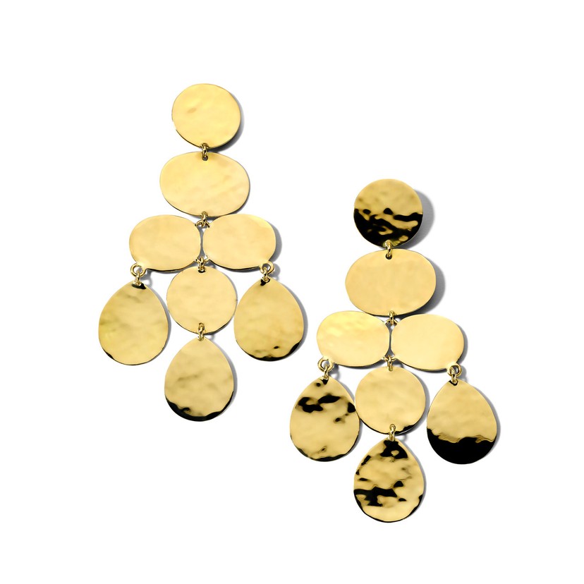 Small Crinkle Chandelier Earrings in 18K Gold