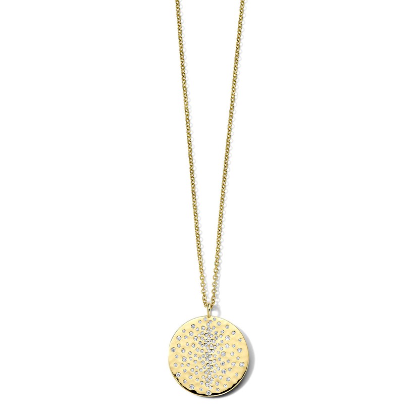 Crinkle Pendant Necklace in 18K Gold with Diamonds