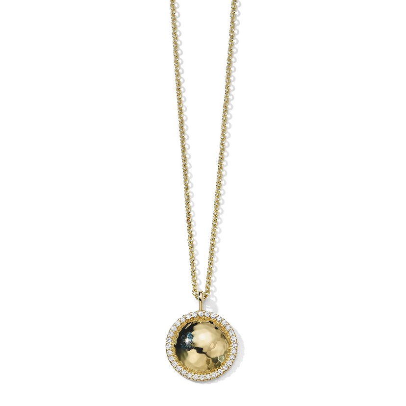 Small Goddess Dome Necklace in 18K Gold with Diamonds