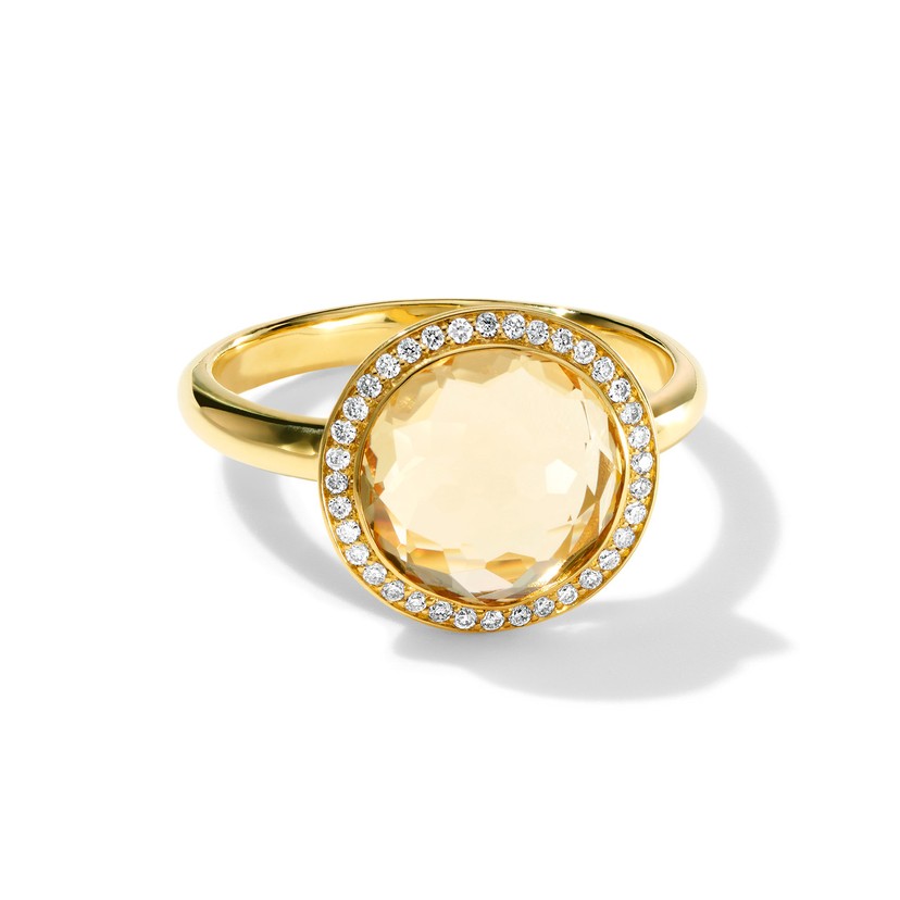 Honey Citrine Lollitini Ring in 18K Gold with Diamonds