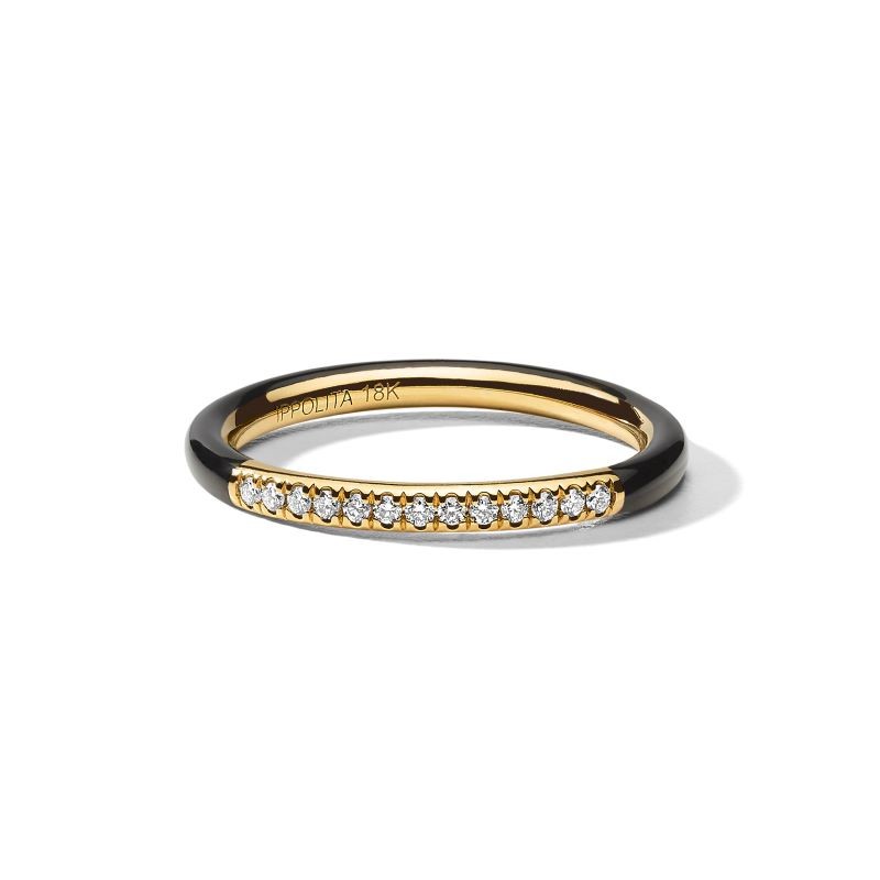18k Yellow Gold Stardust Black Ceramic Diamond Ring