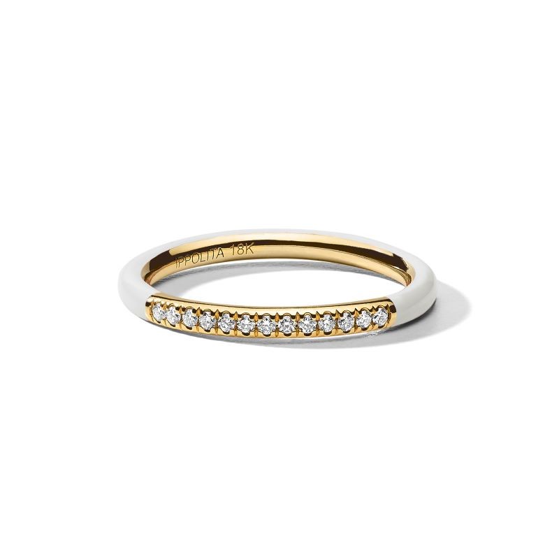 18k Yellow Gold Stardust White Ceramic Diamond Ring