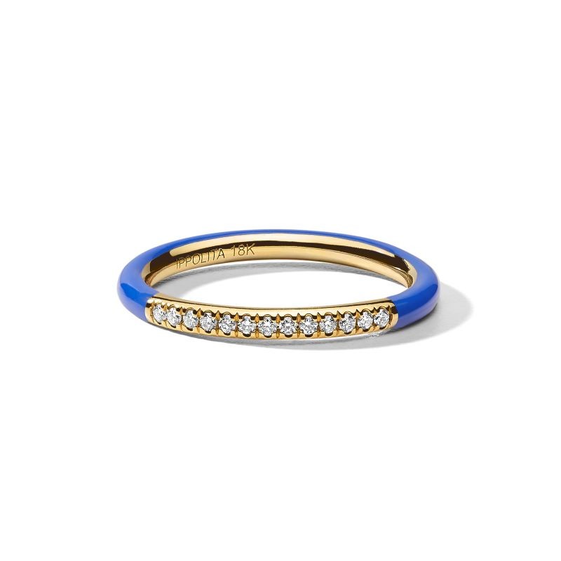 18k Yellow Gold Stardust Blue Ceramic Diamond Ring