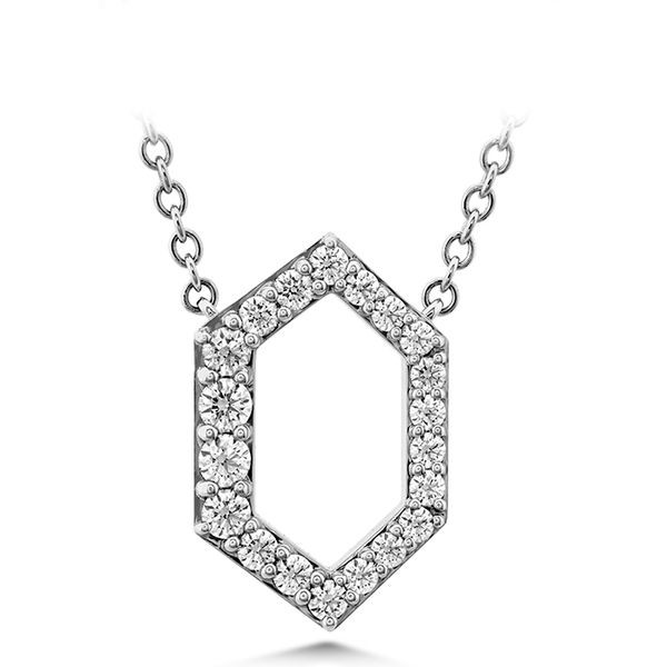 18k White Gold Charmed Hex Diamond Necklace