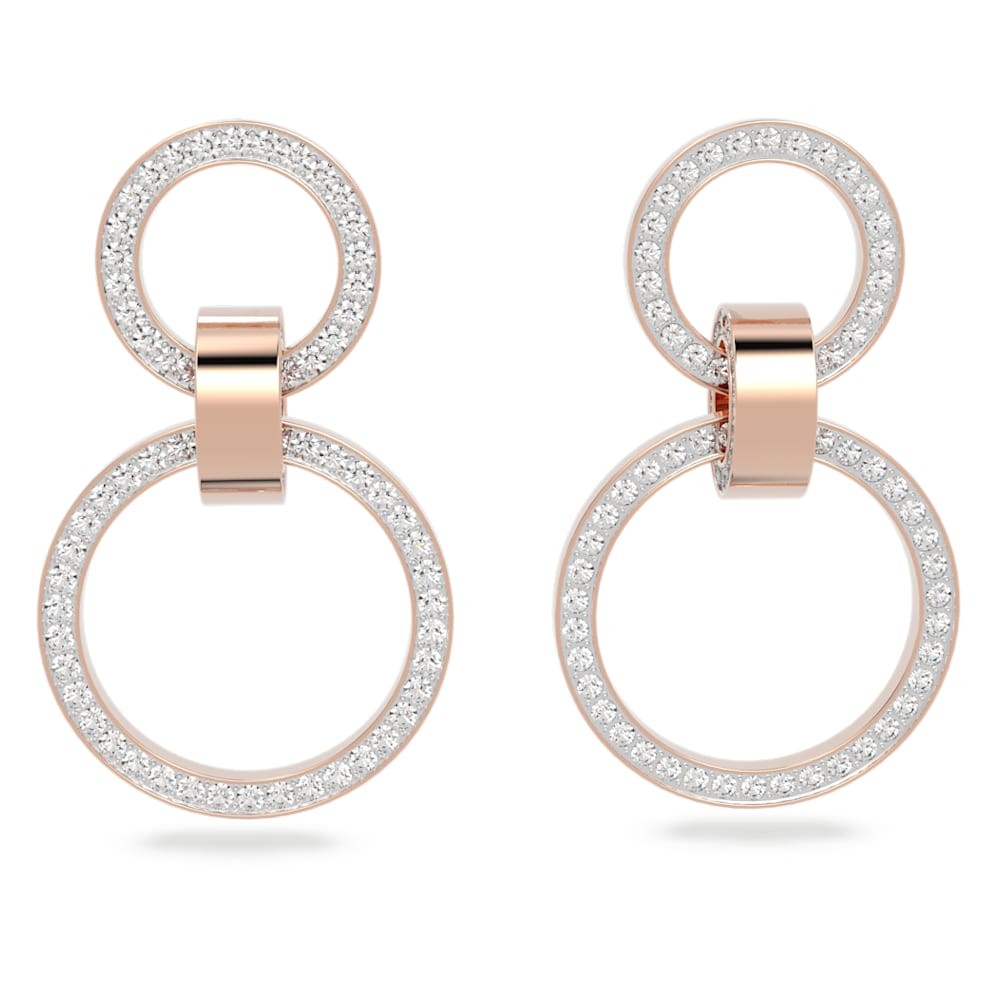 Rose Gold Plated Hollow Crystal Interlocking Circle Earrings