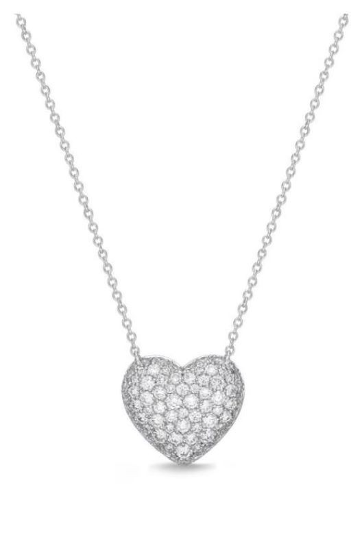 18k White Gold Pave Diamond Heart Necklace