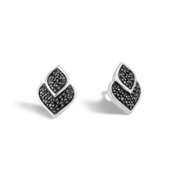 Silver Legends Naga Pave Black Sapphire Stud Earrings
