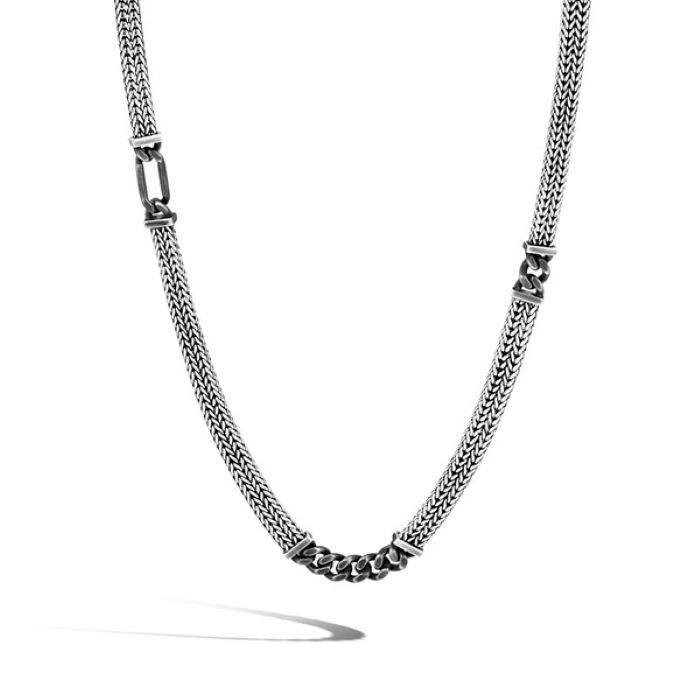 Silver Classic Chain Rata Flat Chain Necklace