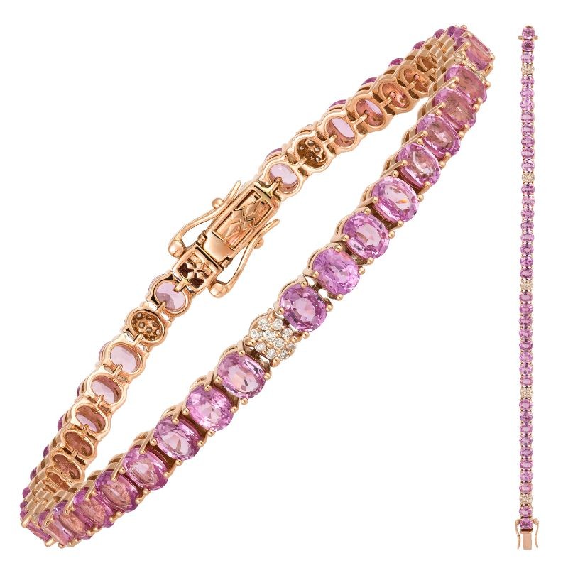 18k Rose Gold Oval Pink Sapphire Bracelet