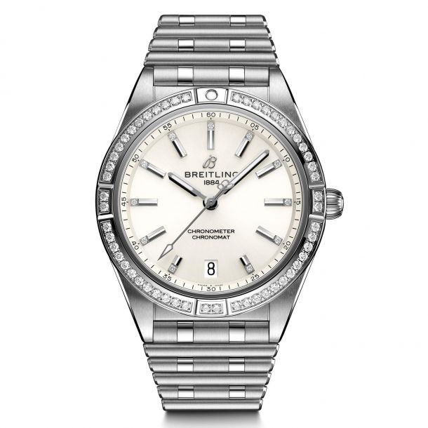 Chronomat Automatic 36 Diamond Bezel White and Diamond Dial Stainless Steel Watch