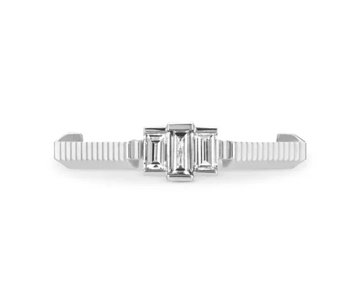 18K White Gold Link to Love Diamond Baguette Engagement Ring