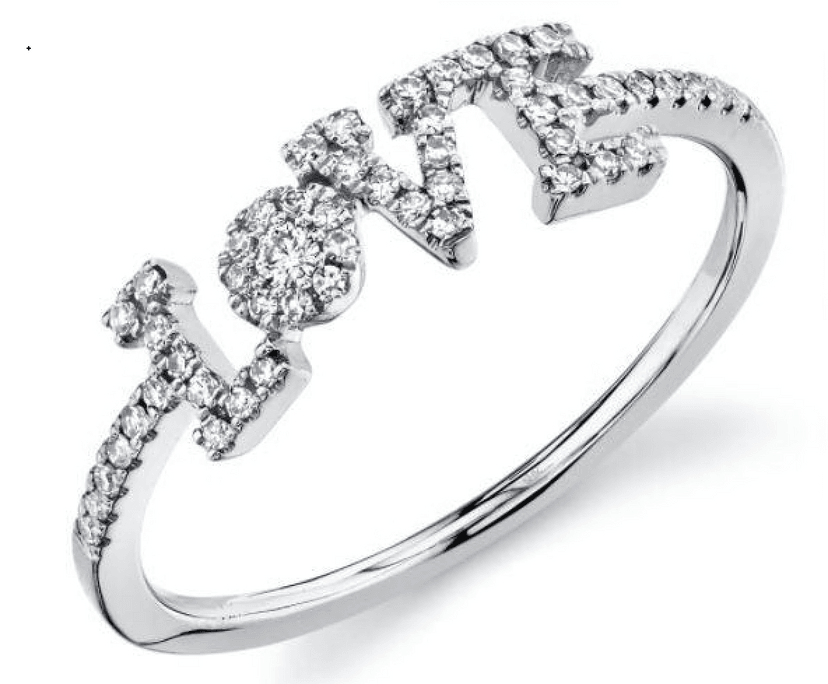 14k White Gold Diamond Love Ring 