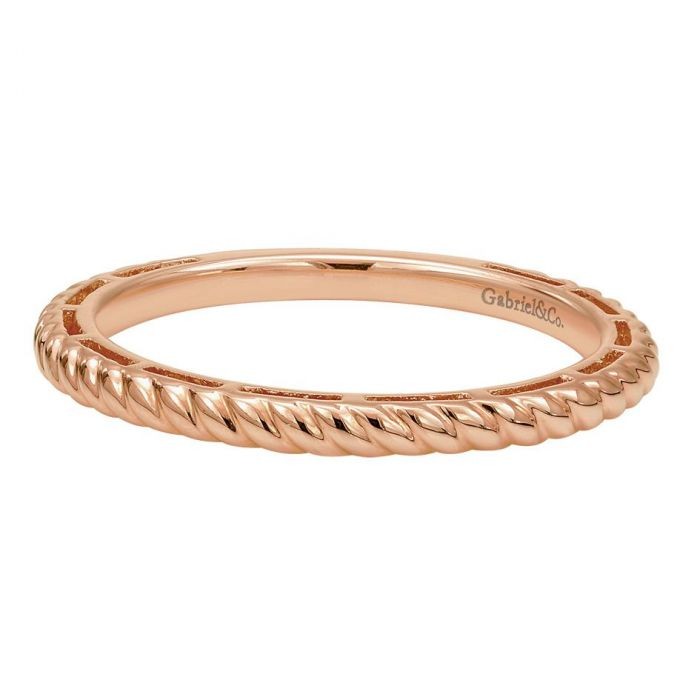 14k Rose Gold Thin Cable Stack Ring