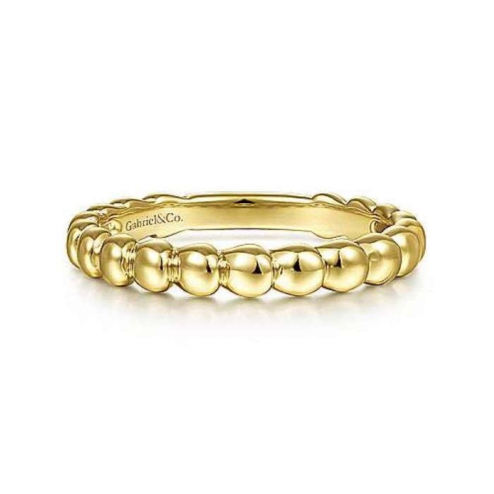 14k Yellow Gold Bujukan Polished Beaded Ring