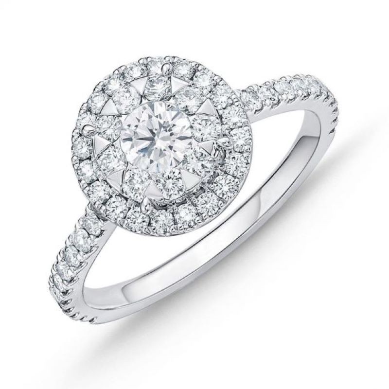 18k White Gold Bouquet Round Diamond Engagement Ring