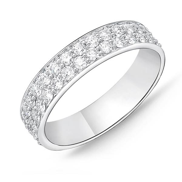 18k White Gold Pave Silk 2 Row Diamond Eternity Ring