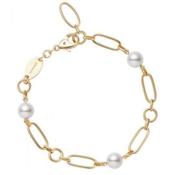 18k Yellow Gold Akoya Pearl Chain Bracelet