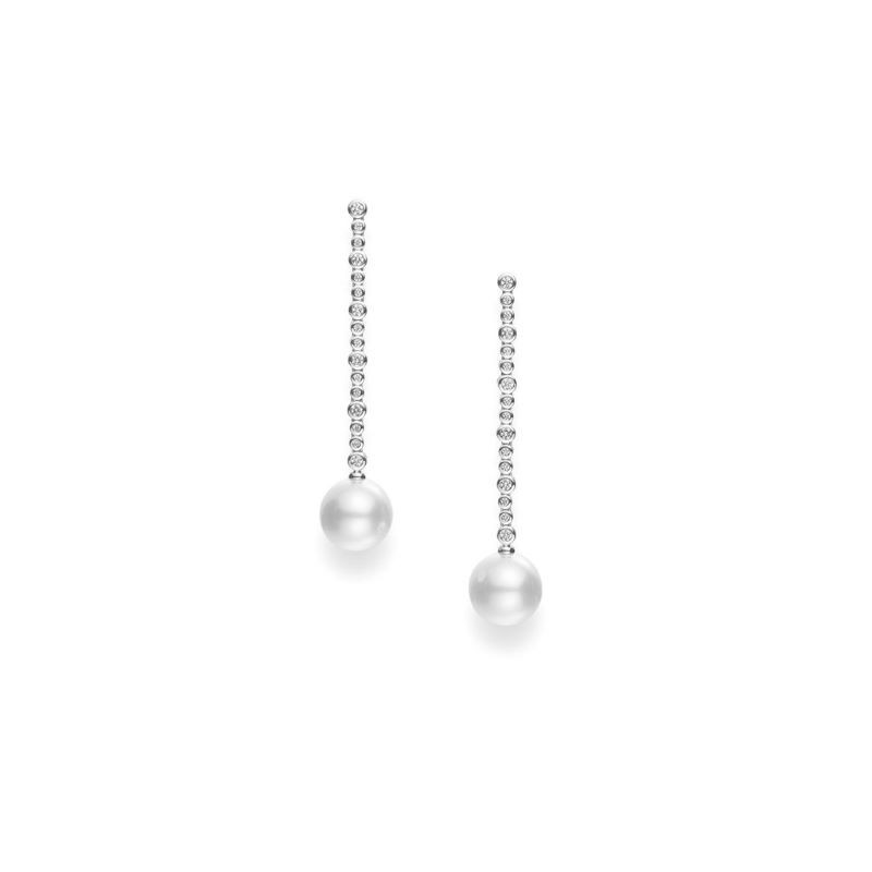 18k White Gold South Sea Pearl Diamond Drop Earrings