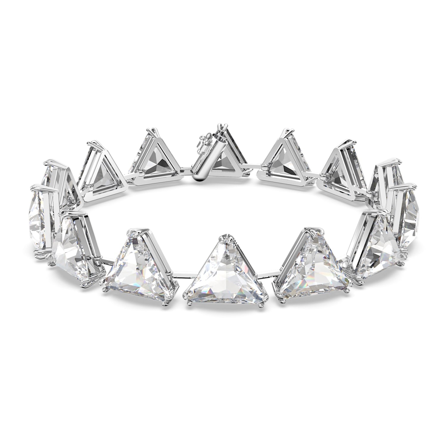 Millenia Rhodium Plated Clear Crystal Triangle Spike Bracelet