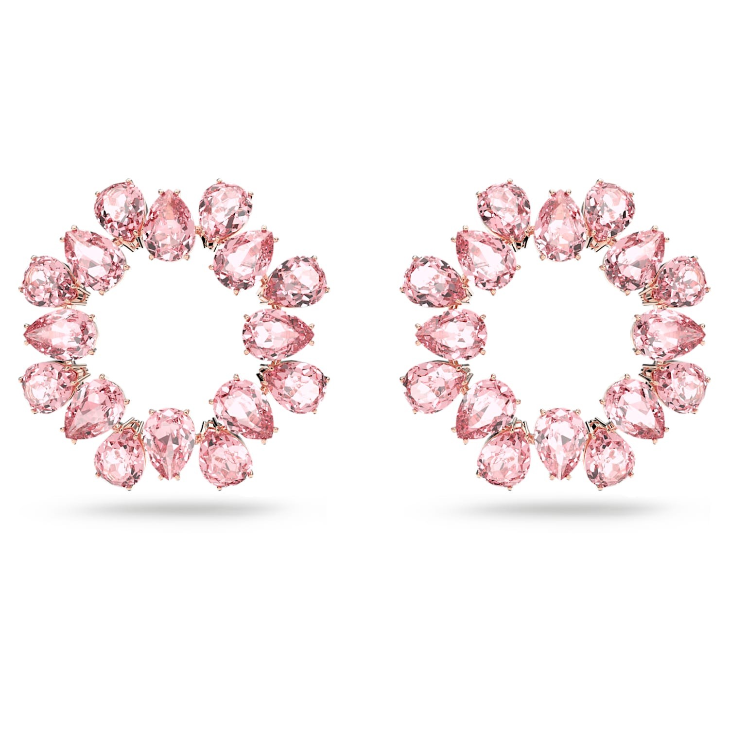 Millenia Pink Crystal Front Facing Hoop Earrings