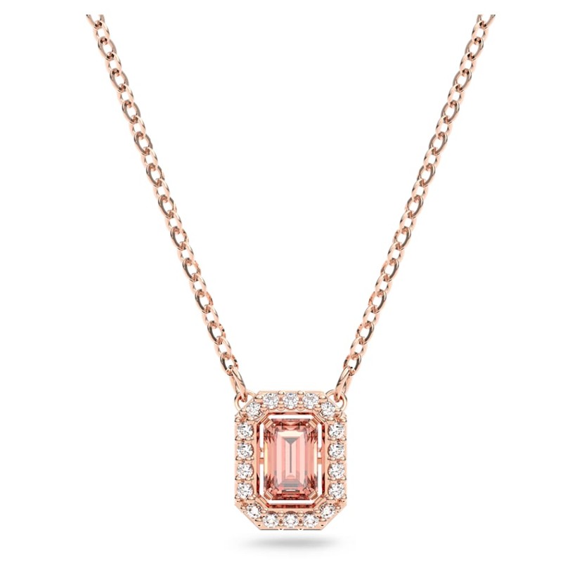 Millenia Pink Octagon White Crystal Necklace