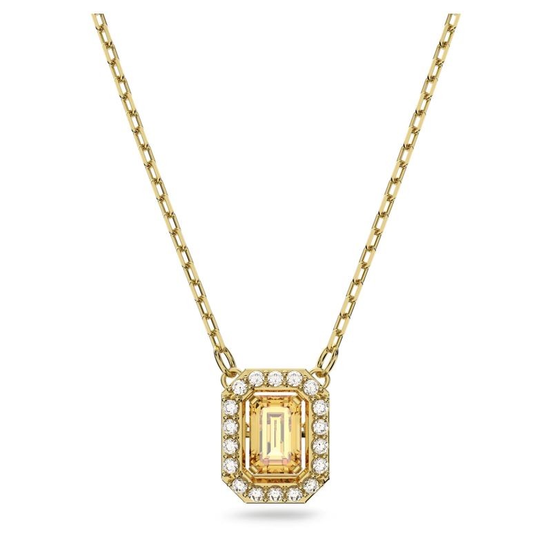 Millenia Square Yellow Crystal Pendant Necklace