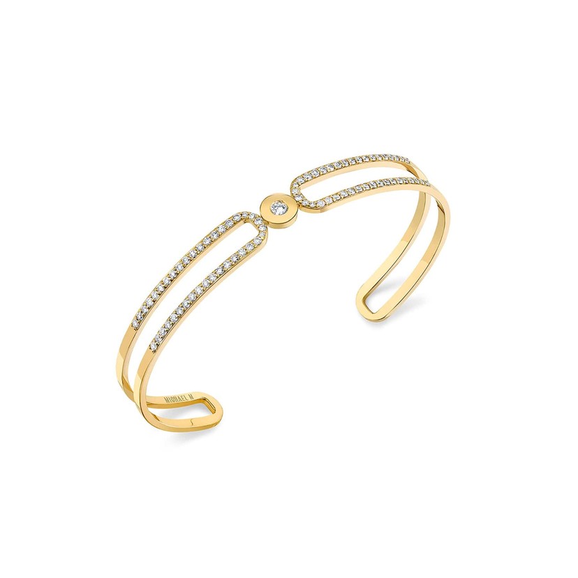 14k Yellow Gold Pave Alignment Cuff
