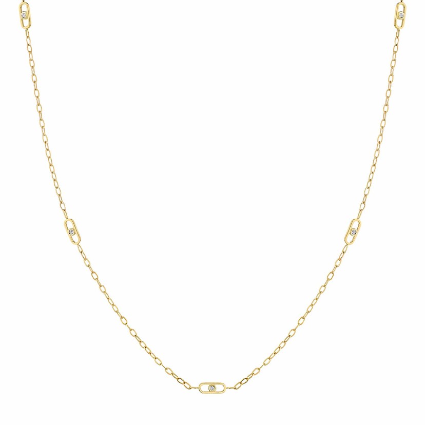 14k Yellow Gold Streamlined Diamond Necklace