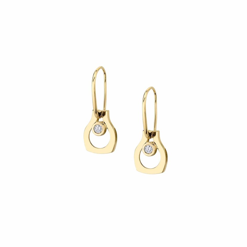 14k Yellow Gold Signature Swinging Hook Earrings