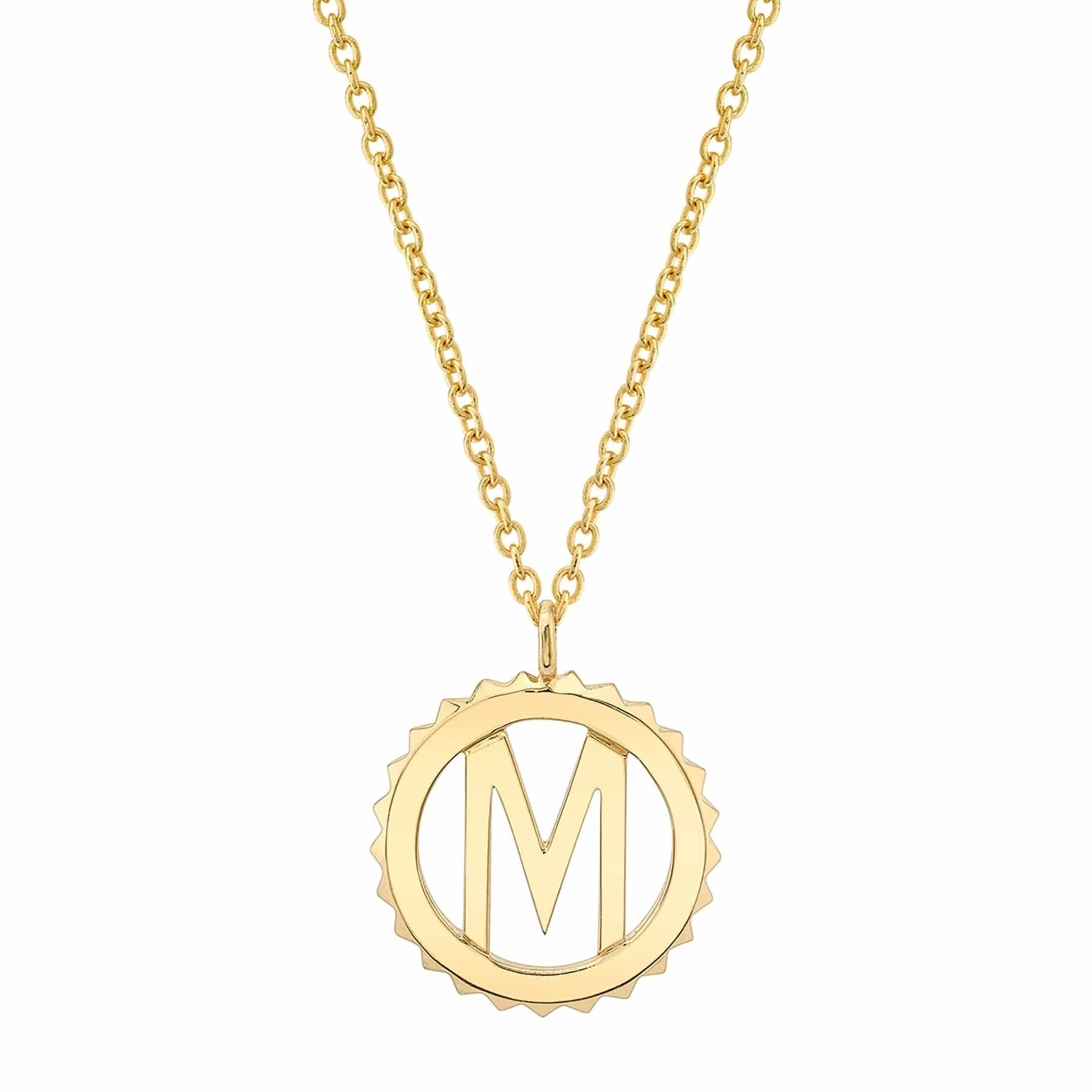 14k Yellow Gold M Initial Necklace