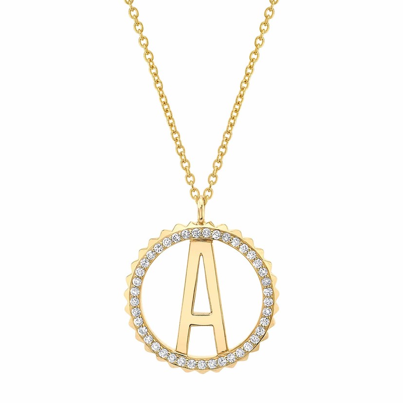14k Yellow Gold Tetra A Initial Necklace