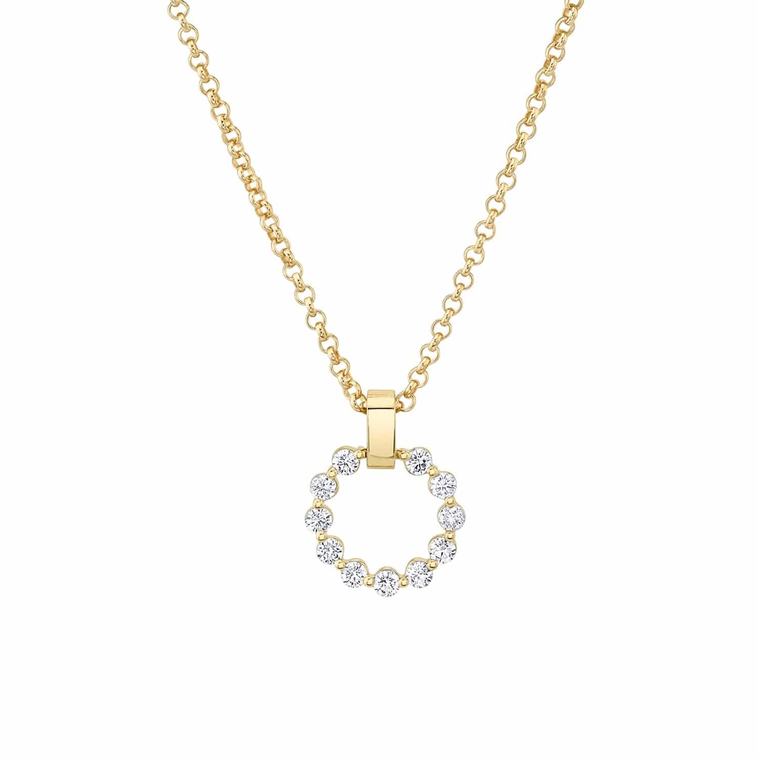 14k Yellow Gold Open Circle Diamond Necklace