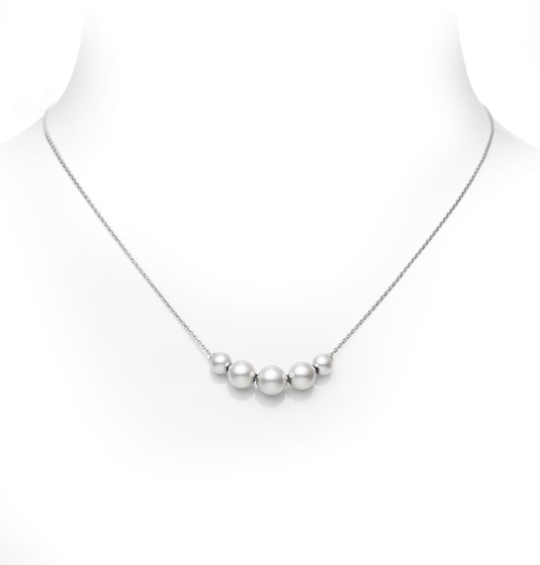 18k White Gold Akoya Pearl Chain Necklace
