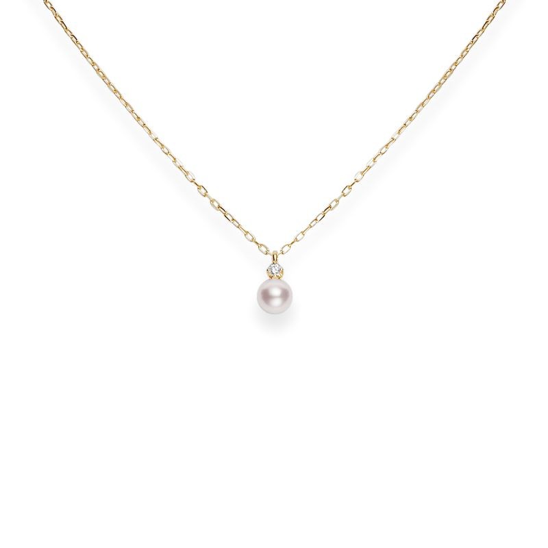18k Yellow Gold Akoya Pearl Diamond Necklace
