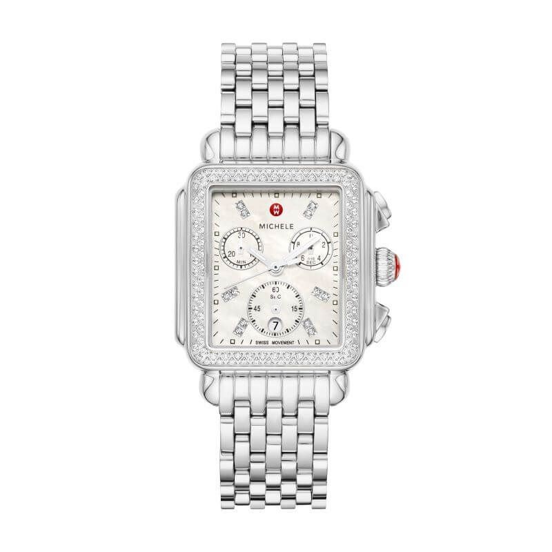Steel Deco Chronograph Diamond Mother of Pearl Dial Watch
